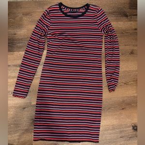 Abercrombie and Fitch stripe dress LARGE Tall lettuce edge
